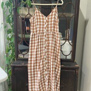 a new day Brown and White Checkered Midi Dress